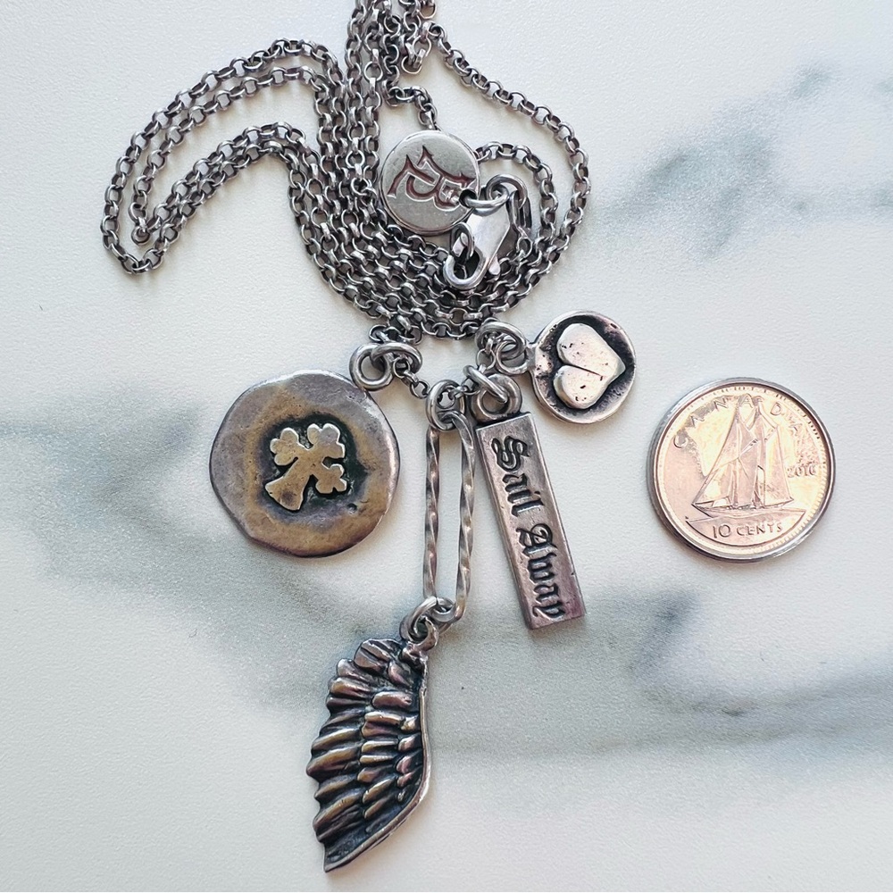Marvelous RARE Retired Bloodline Design Charm Necklace .925 Sterling Silver - Picture 11 of 14